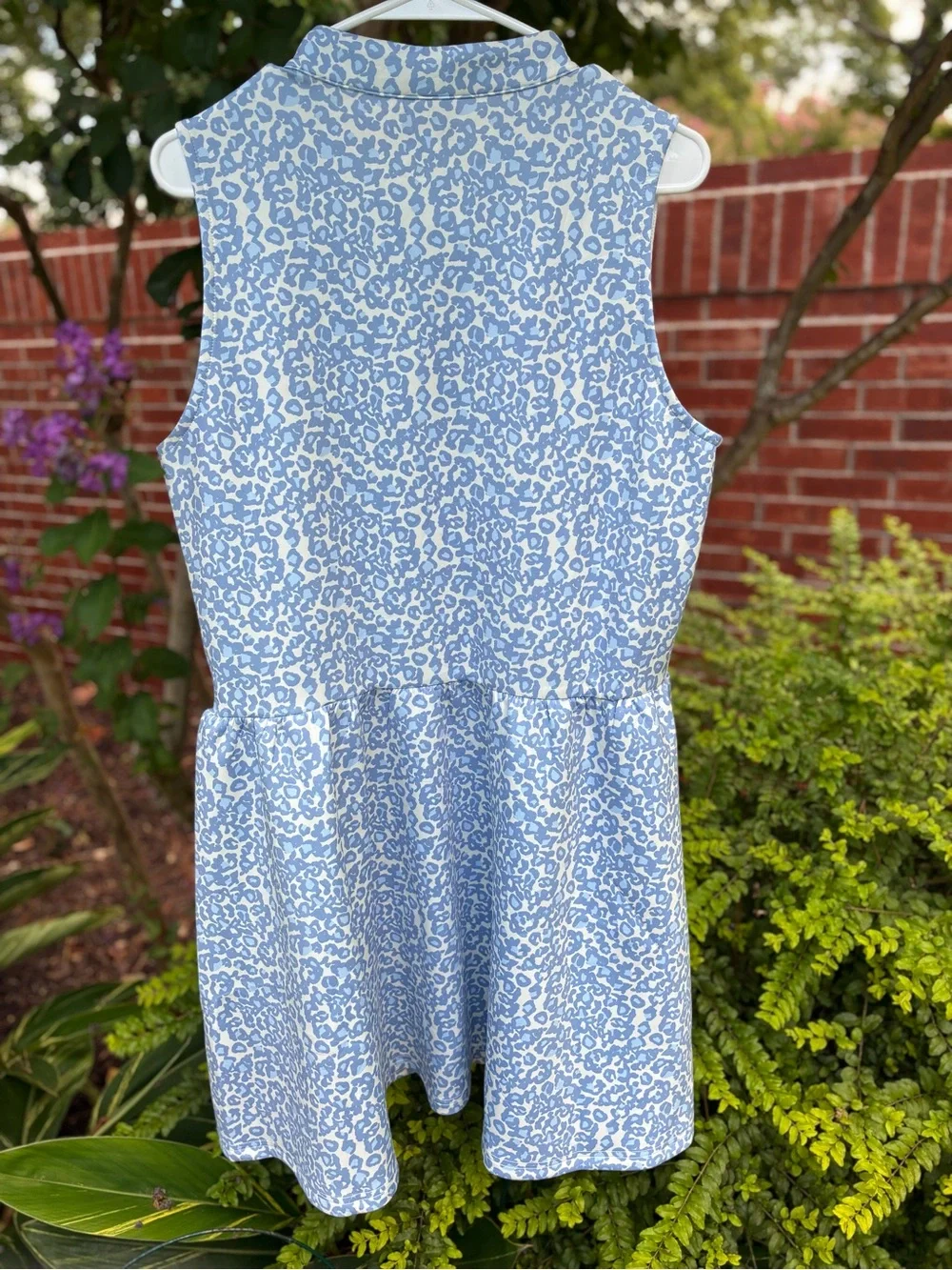 SSYS NWOT Augusta Pearl Button Scuba Dress Blue Animal Print Size Large (10-12) - Picture 4 of 11